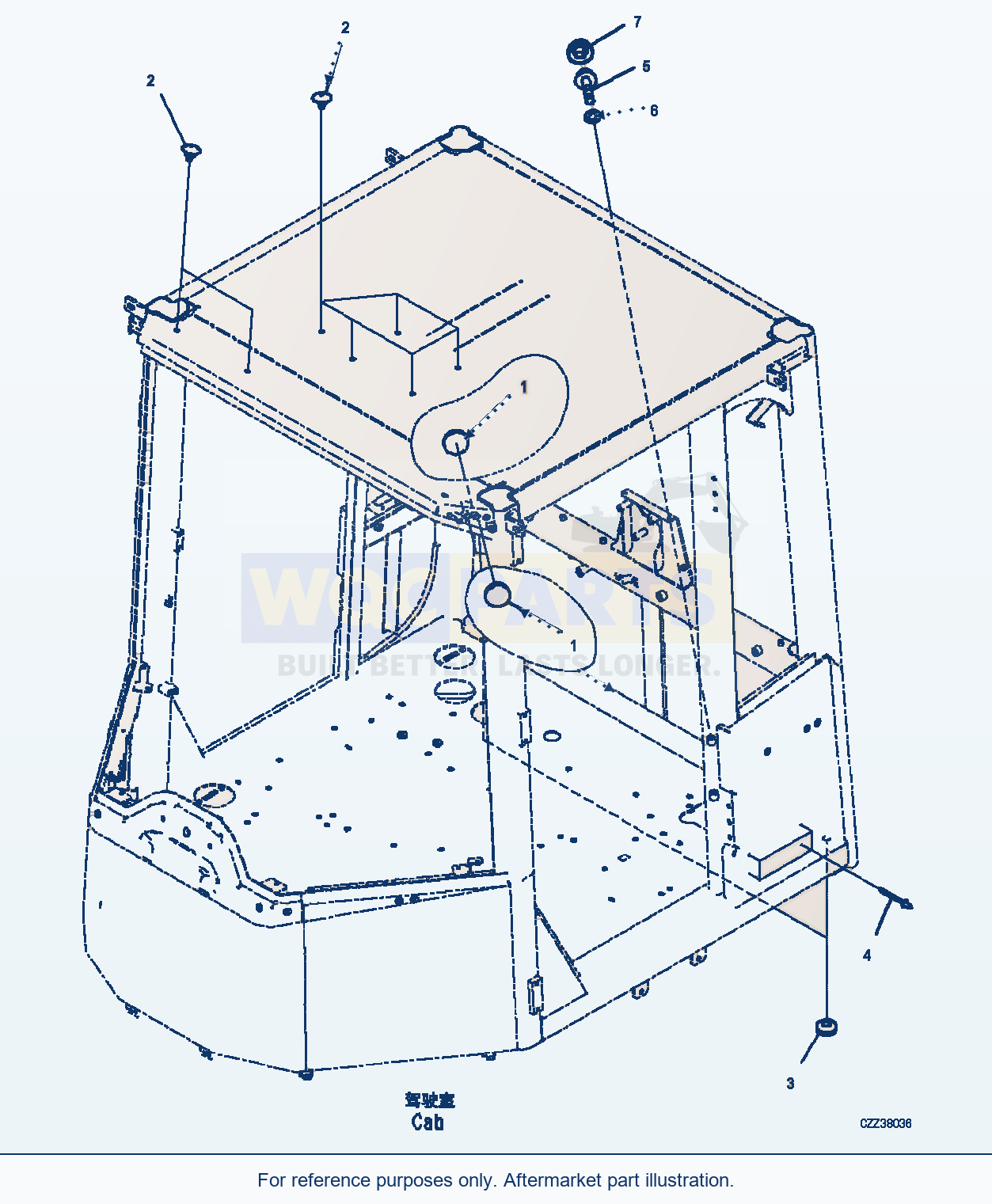 Komatsu WA380Z-6 Cab And Floor Frame Group (Cap) (|K00267) parts diagram