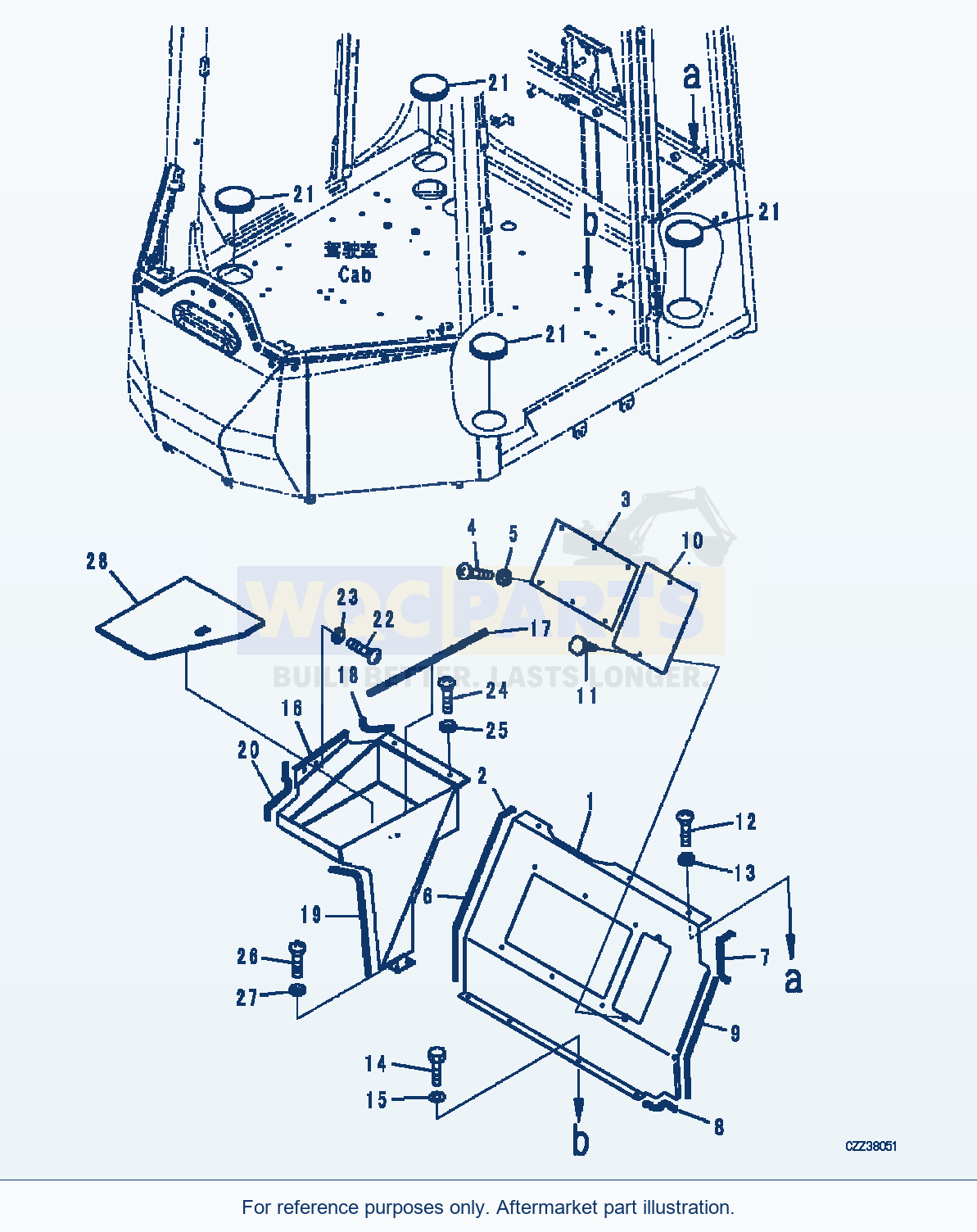 Komatsu WA380Z-6 Rear Console Cover (|K00335) parts diagram