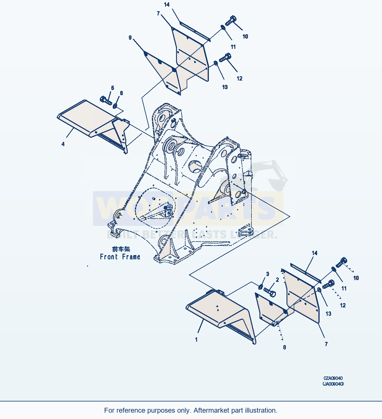 Komatsu WA380Z-6 Front Fender (With Rubber Mudguard) (|M00369) parts diagram