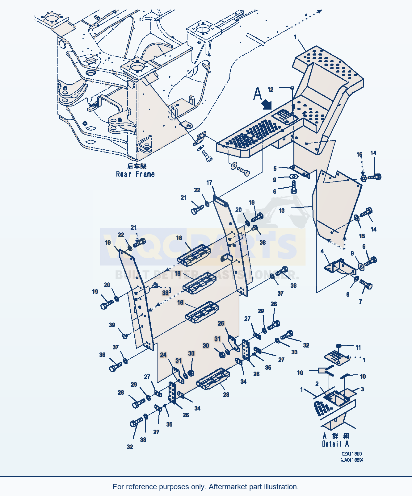 Komatsu WA380Z-6 Ladder (With Rubber Mudguard) (L.H.) (|M00375) parts diagram