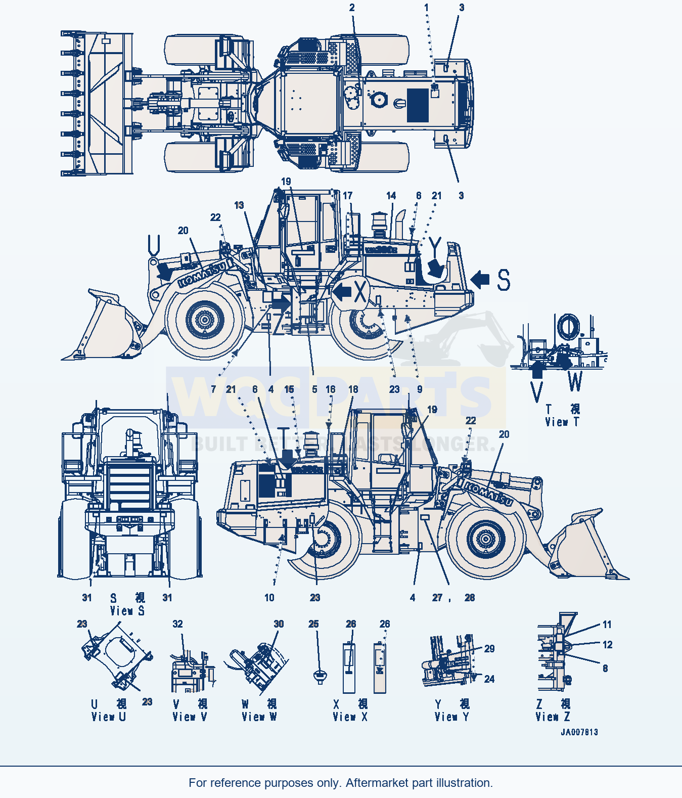 Komatsu WA380Z-6 Decal, English — Decal, Exterior (#66847-) parts diagram