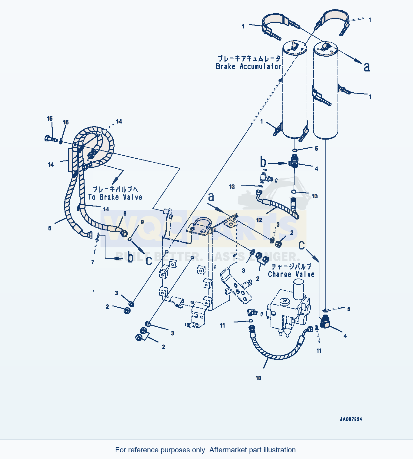 Komatsu WA380Z-6 Brake Control, Hose (#66847-) parts diagram