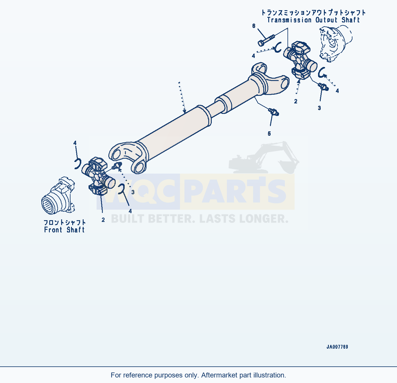 Komatsu WA380Z-6 Propeller Shaft, Center Shaft (#66847-) parts diagram