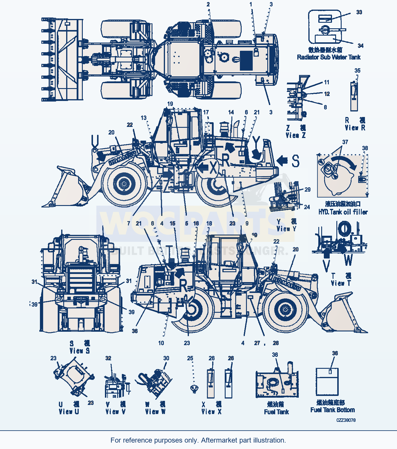 Komatsu WA380Z-6 Decal (Chinese) (Exterior) (|U00453) parts diagram
