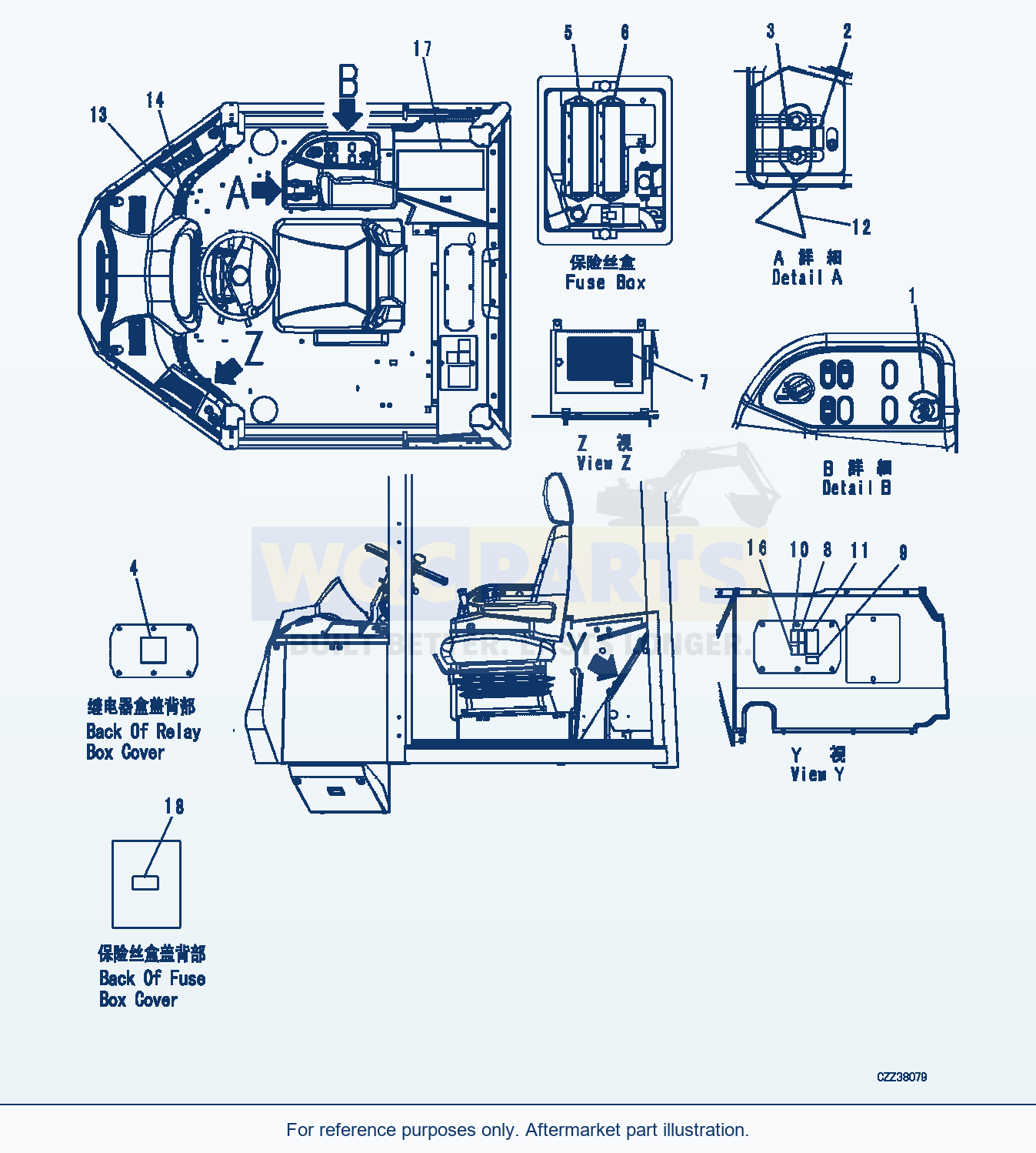 Komatsu WA380Z-6 Decal (Chinese) (Interior) (|U00454) parts diagram
