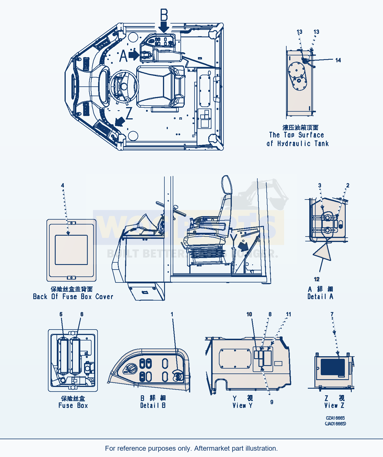 Komatsu WA380Z-6 Decal (English) (Interior) (|U00451) parts diagram