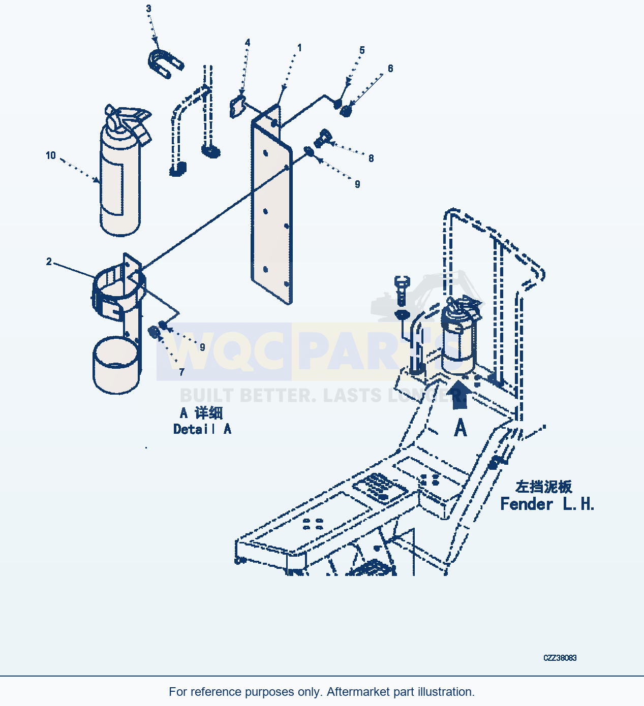 Komatsu WA380Z-6 Outdoor Fire Extinguisher,3Kg(Opt) (|V00464) parts diagram