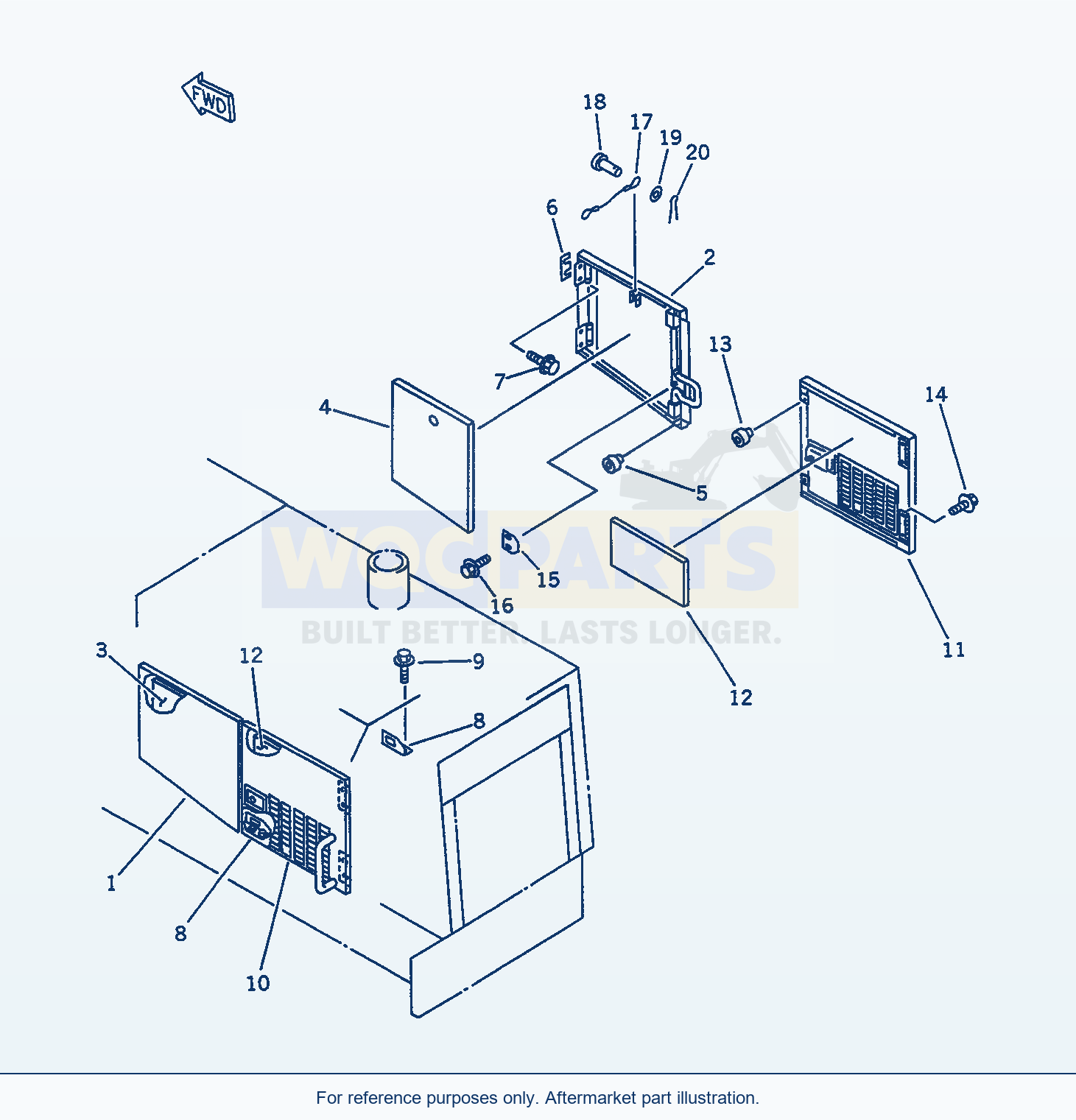 Komatsu WA470-1 Frame And Guard — Engine Side Cover parts diagram