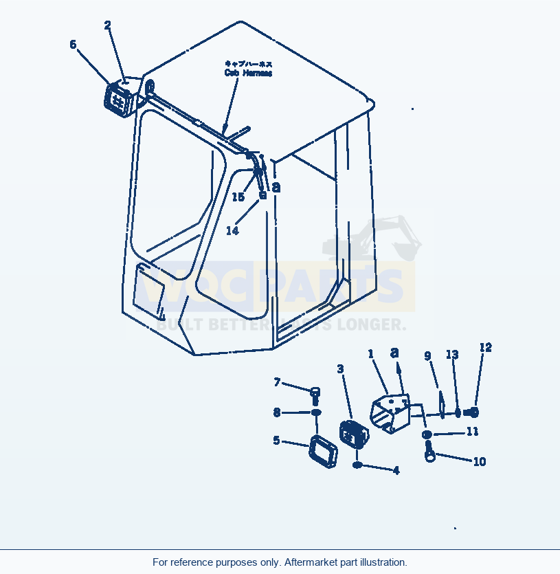 Komatsu WA470-1 Frame And Guard — Front Work Lamp parts diagram