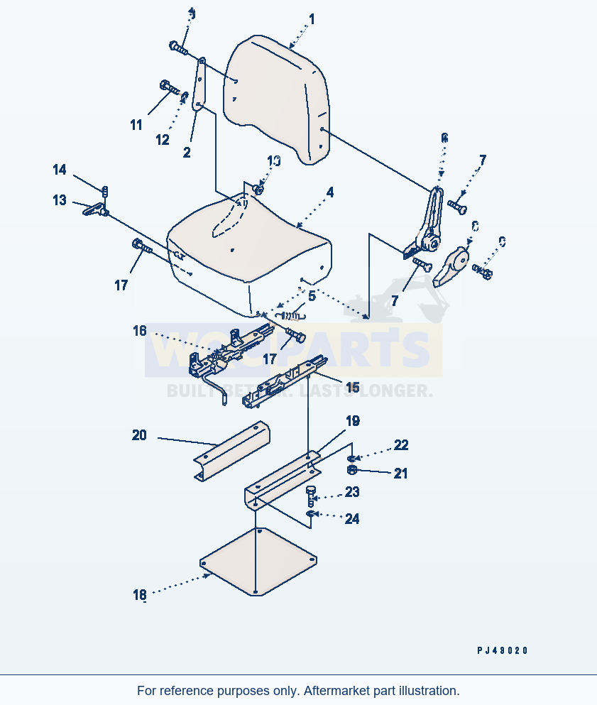 Komatsu WA470-1 Frame And Guard — Operator'S Seat (Rigid Type) parts diagram