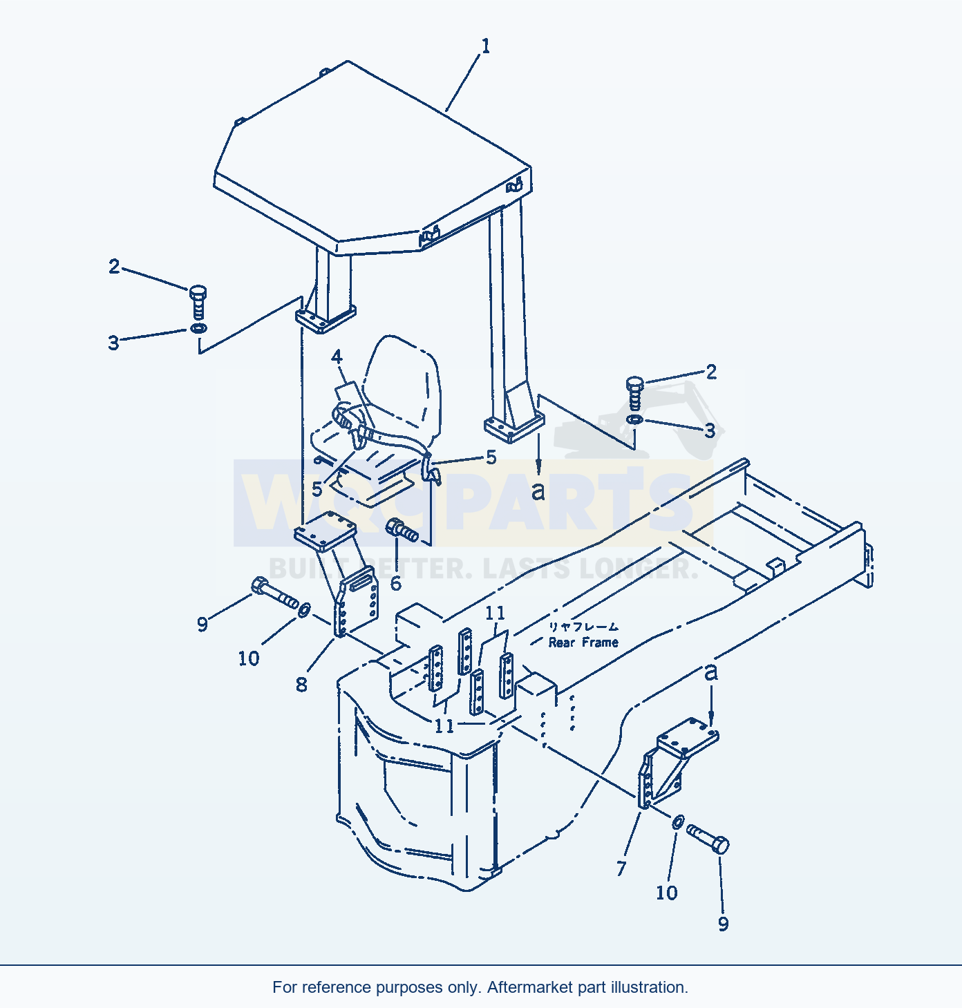 Komatsu WA470-1 Frame And Guard — Rops Canopy parts diagram