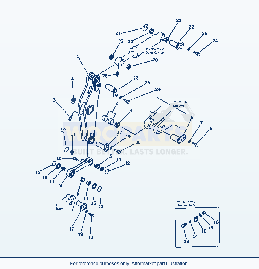 Komatsu WA470-1 Work Equipment — Bellcrank parts diagram
