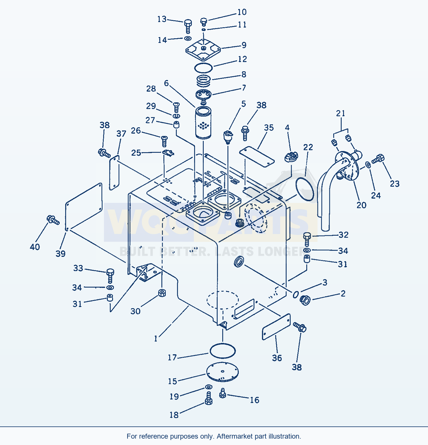 Komatsu WA470-1 Work Equipment Control System — Hydraulic Tank parts diagram