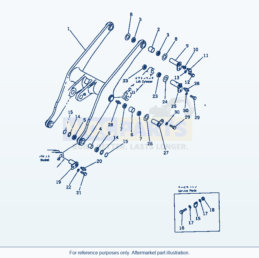 Komatsu WA470-1 Work Equipment — Lift Arm parts diagram