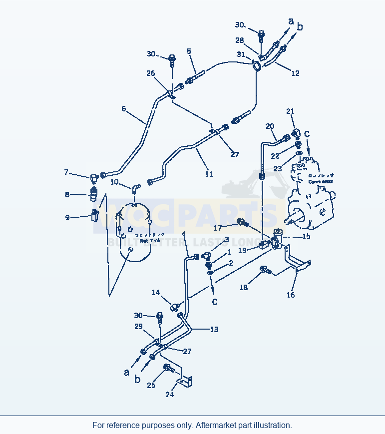 Komatsu WA470-1 Air Piping (Compressor To Wet Tank)(#20001-) parts diagram
