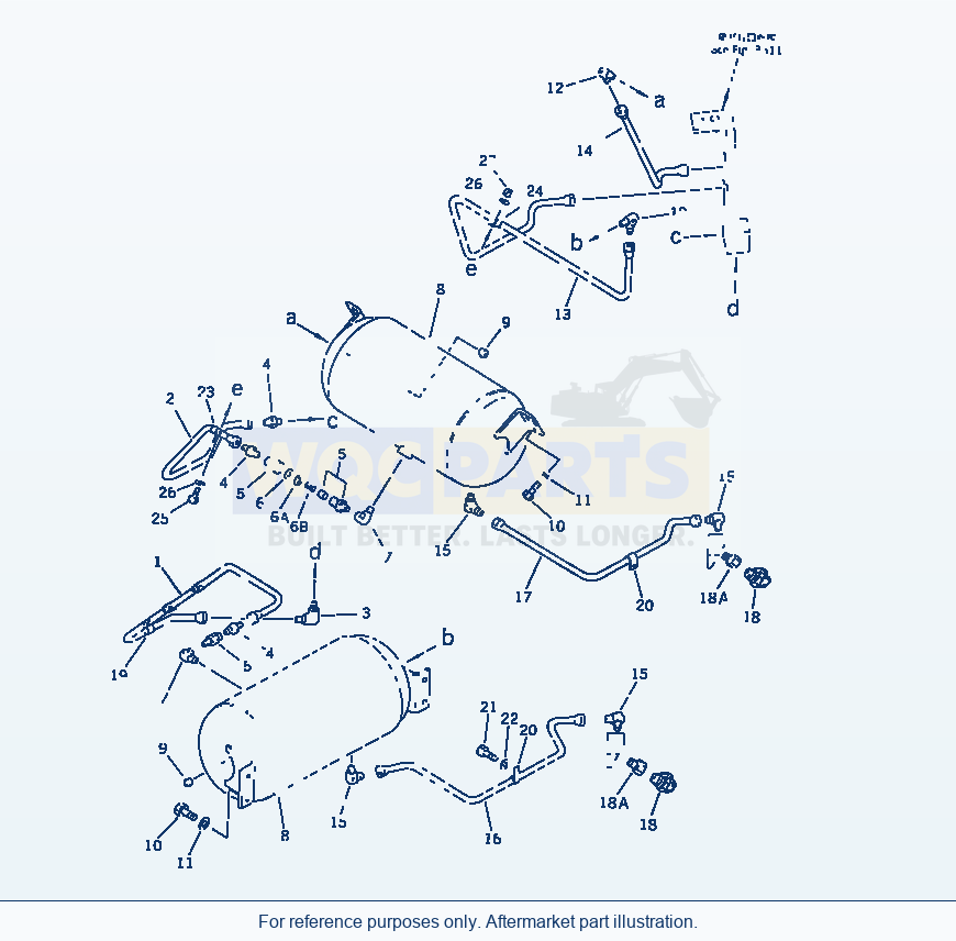 Komatsu WA470-1 Air Piping (Dry Tank)(#10001-10054) parts diagram