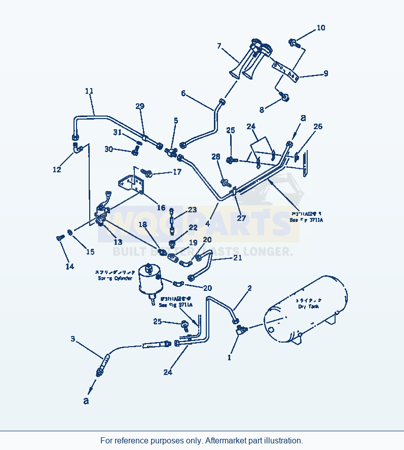 Komatsu WA470-1 Air Piping (Parking Brake And Horn)(#20001-) parts diagram