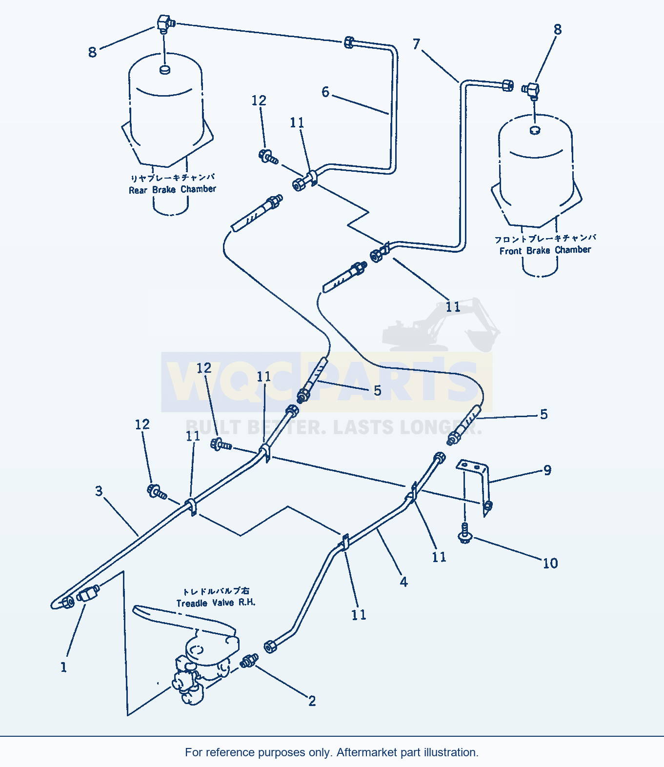 Komatsu WA470-1 Air Piping (Treadle Valve To Chamber)(#20001-) parts diagram