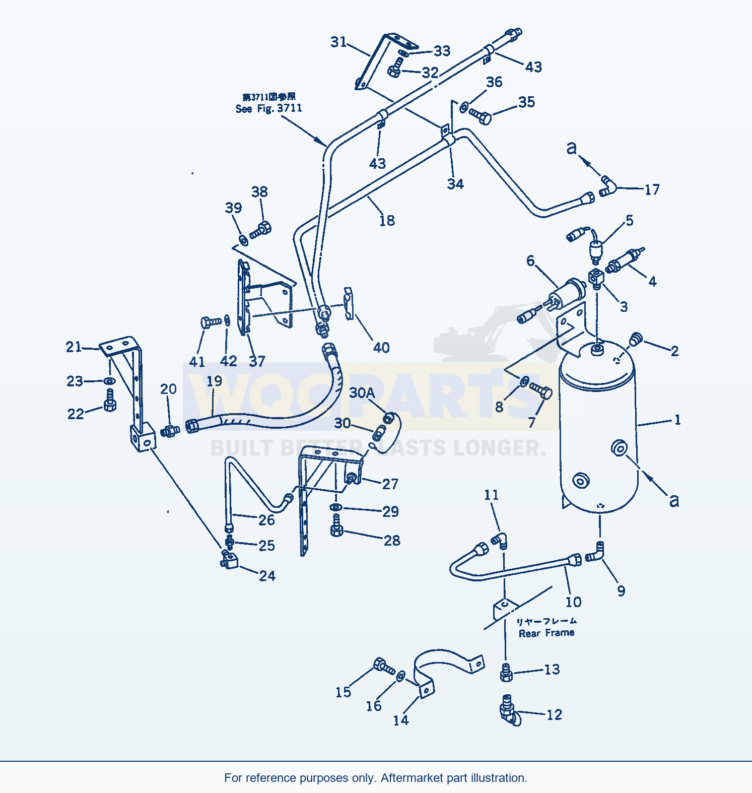 Komatsu WA470-1 Air Piping (Wet Tank To Dry Tank)(#10055-19999) parts diagram