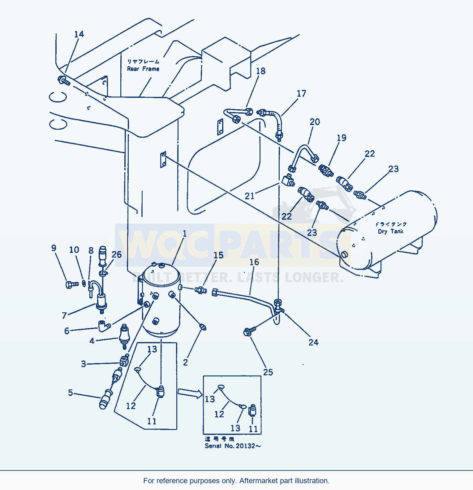 Komatsu WA470-1 Air Piping (Wet Tank To Dry Tank)(#20001-) parts diagram