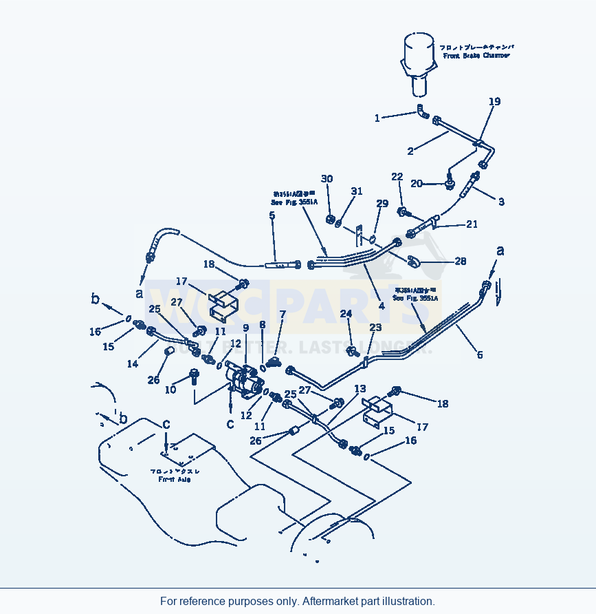 Komatsu WA470-1 Brake Oil Piping (Front Brake)(#20001-) parts diagram