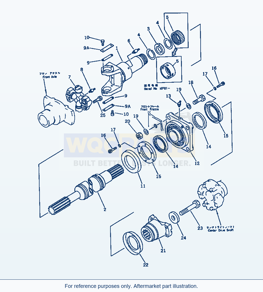 Komatsu WA470-1 Drive Shaft (Front) parts diagram