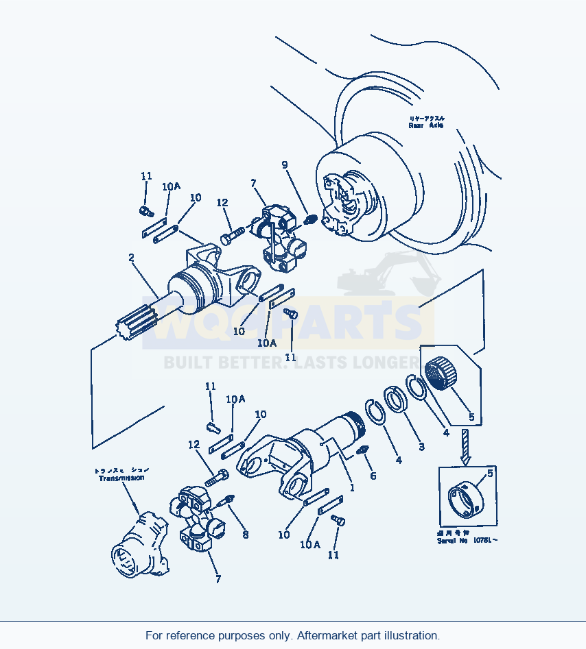 Komatsu WA470-1 Drive Shaft (Rear) parts diagram