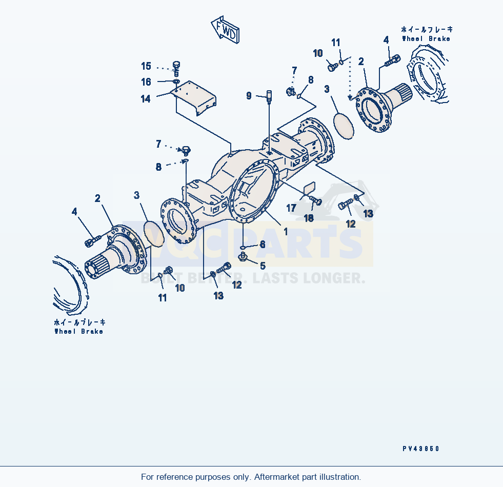 Komatsu WA470-1 Front Axle Housing(#20001-) parts diagram