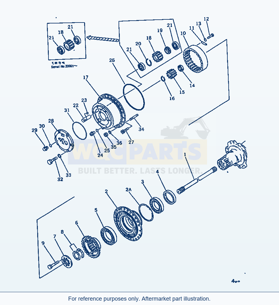 Komatsu WA470-1 Front Final Drive parts diagram