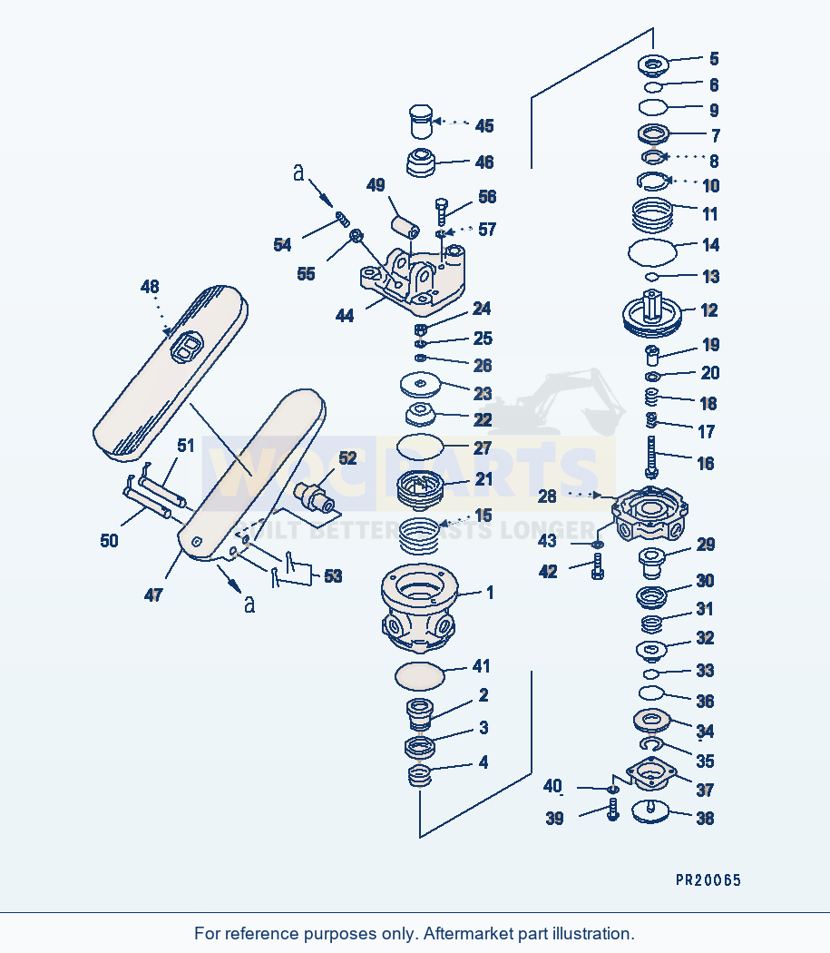 Komatsu WA470-1 Treadle Valve parts diagram