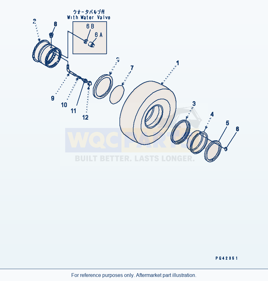 Komatsu WA470-1 Wheel And Tubeless Tire parts diagram