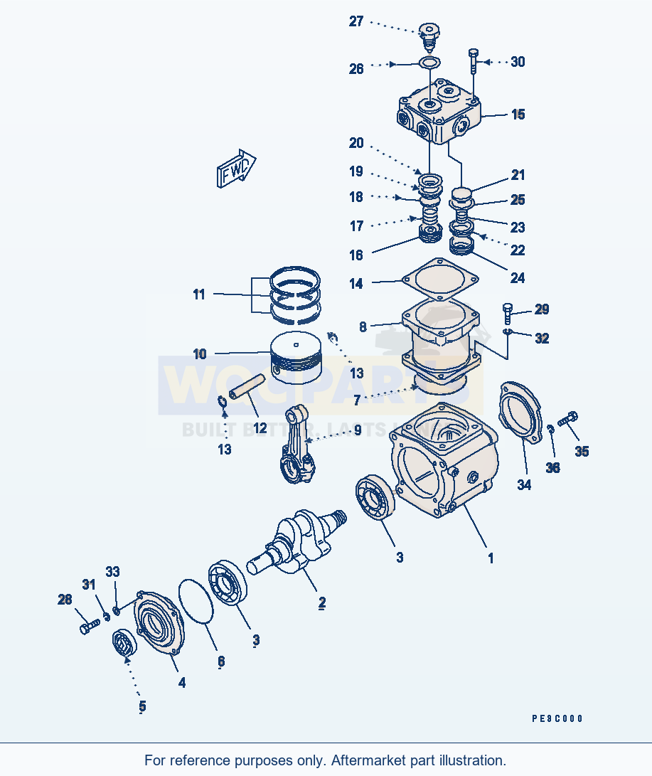 Komatsu WA470-1 Air Compressor (Inner Parts)(#21431-41874) parts diagram