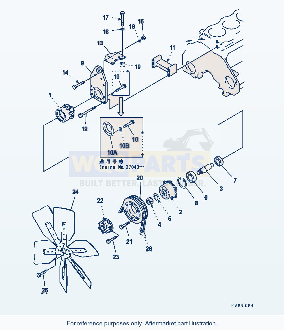Komatsu WA470-1 Cooling Fan And Mounting parts diagram