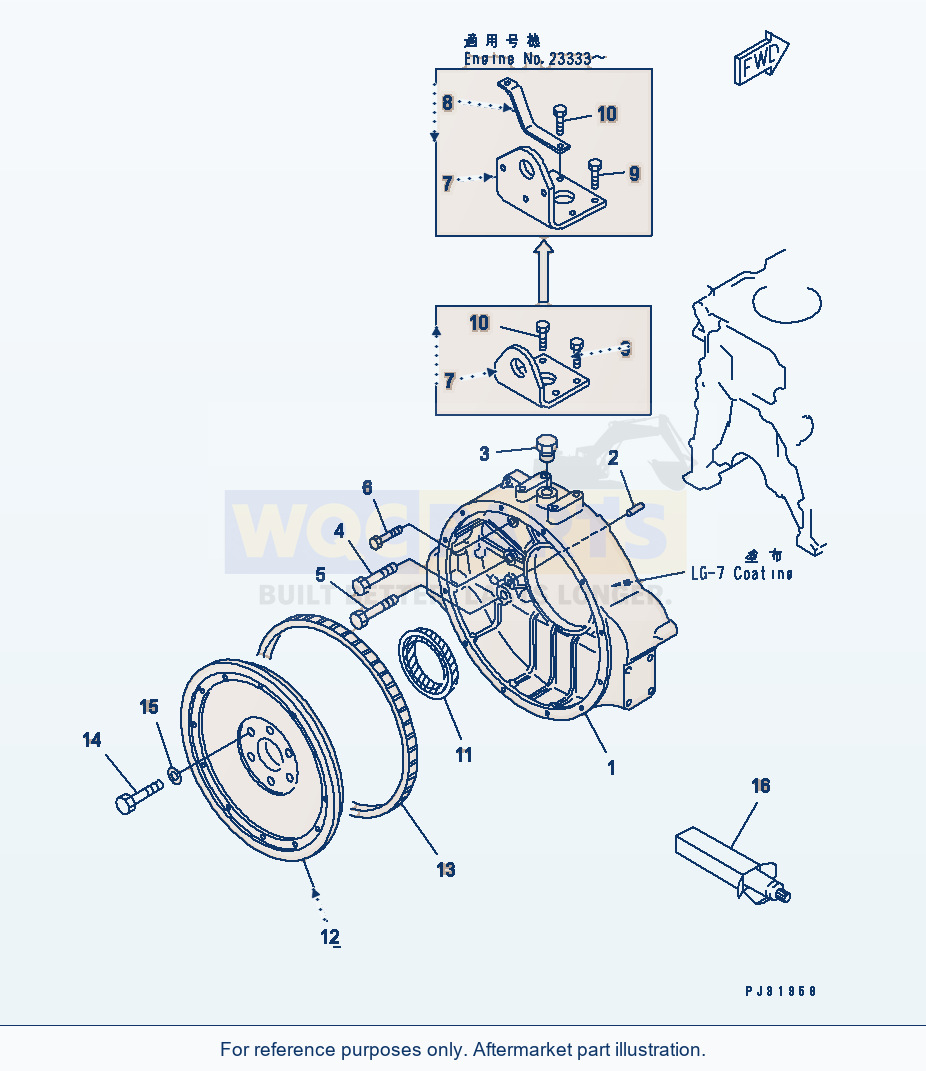 Komatsu WA470-1 Flywheel And Flywheel Housing parts diagram