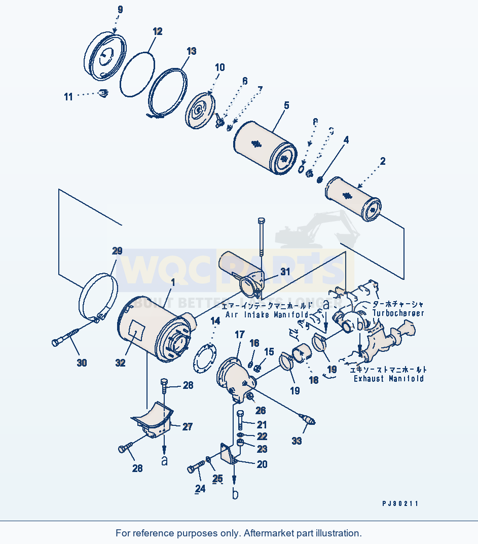 Komatsu WA470-1 Air Cleaner And Mounting parts diagram