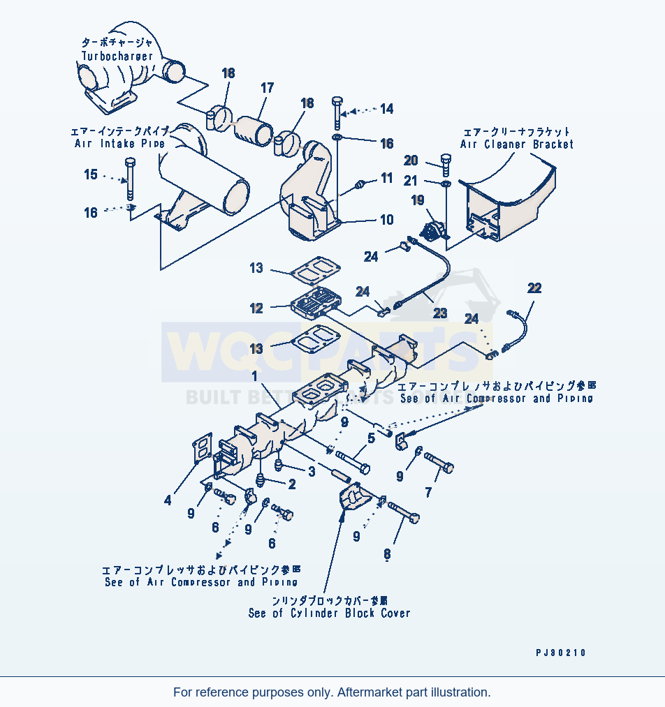 Komatsu WA470-1 Air Intake Manifold And Connection parts diagram