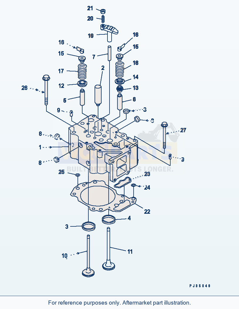 Komatsu WA470-1 Cylinder Head(#26751-) parts diagram
