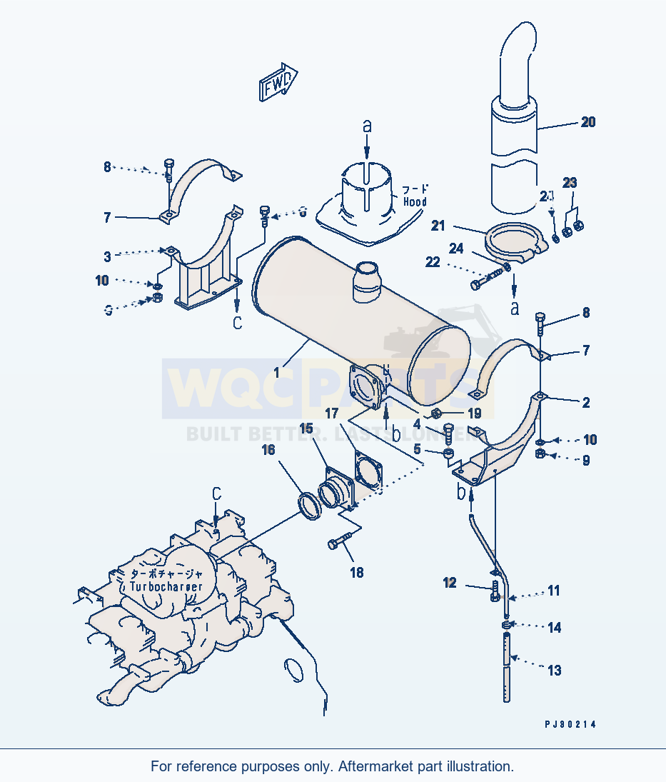 Komatsu WA470-1 Muffler And Mounting parts diagram