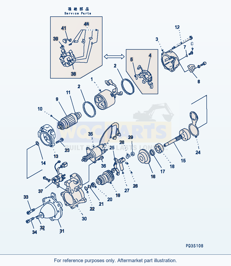 Komatsu WA470-1 Starting Motor (11Kw) (Inner Parts)(#30751-) parts diagram