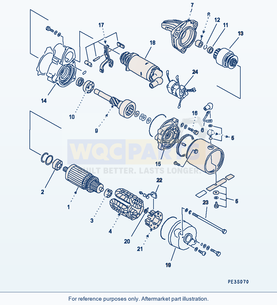 Komatsu WA470-1 Starting Motor (7.5Kw) (Inner Parts) parts diagram