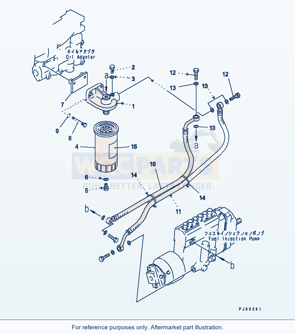Komatsu WA470-1 Fuel Filter And Piping parts diagram