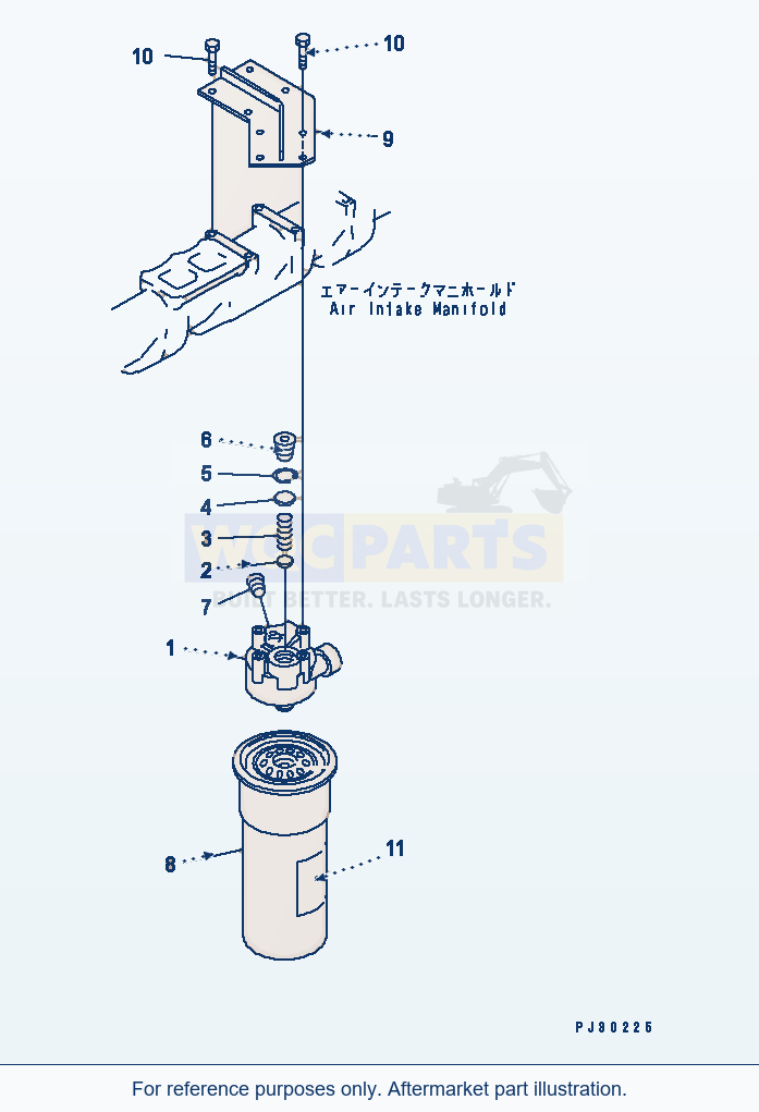 Komatsu WA470-1 Lubricating Oil Filter And Mounting parts diagram