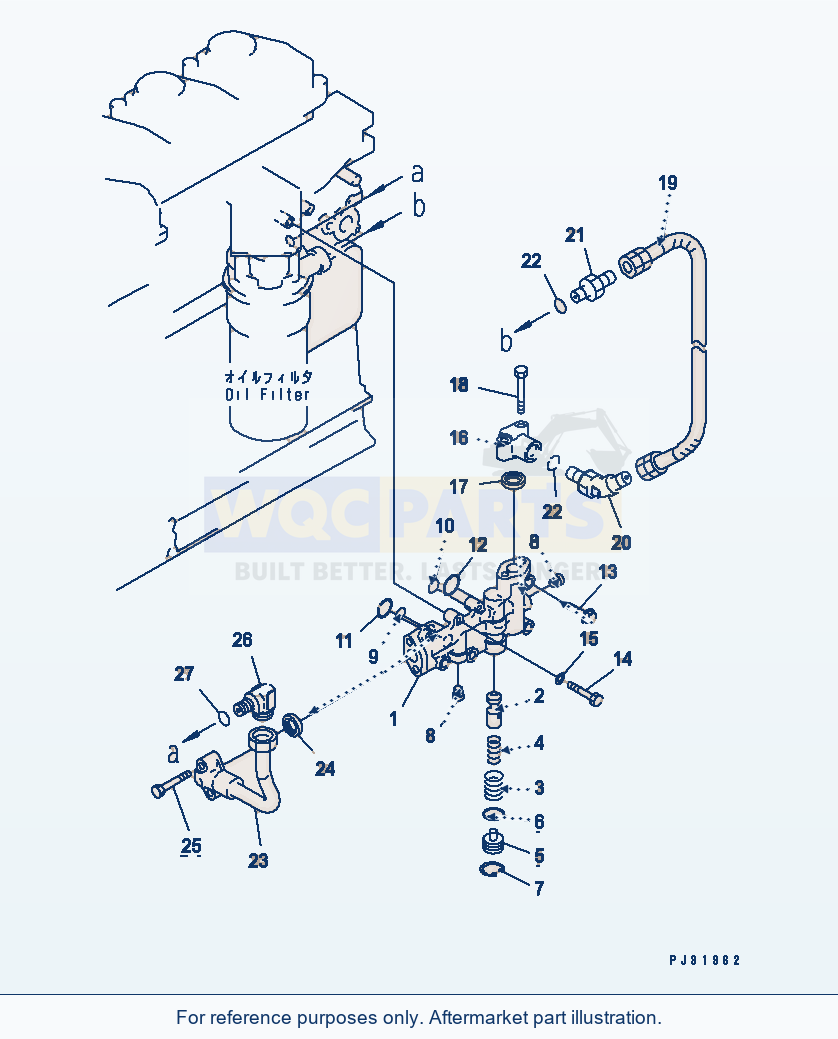 Komatsu WA470-1 Lubricating Oil Piping parts diagram