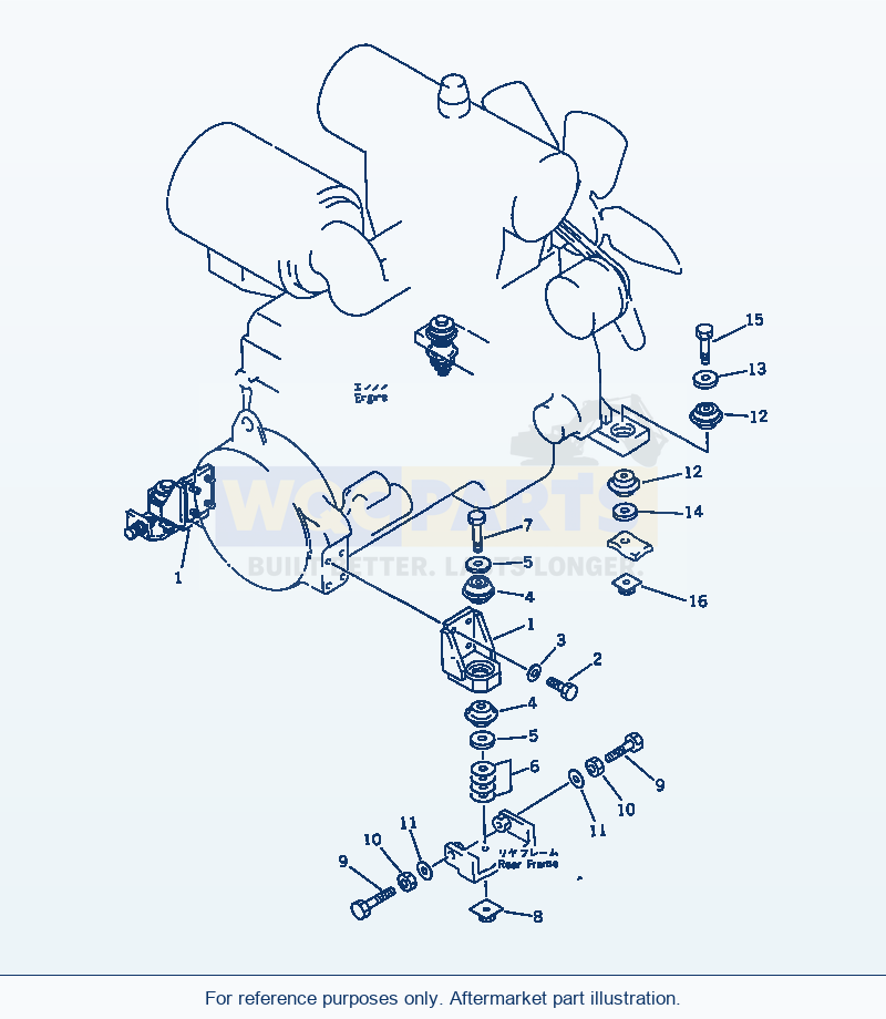 Komatsu WA470-1 Engine Mounting Parts(#10001-19999) parts diagram