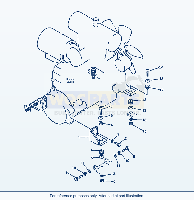 Komatsu WA470-1 Engine Mounting Parts(#20001-) parts diagram
