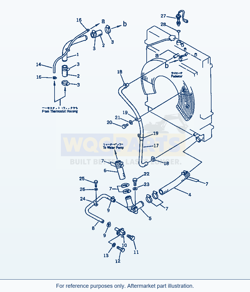 Komatsu WA470-1 Radiator Piping(#10001-19999) parts diagram