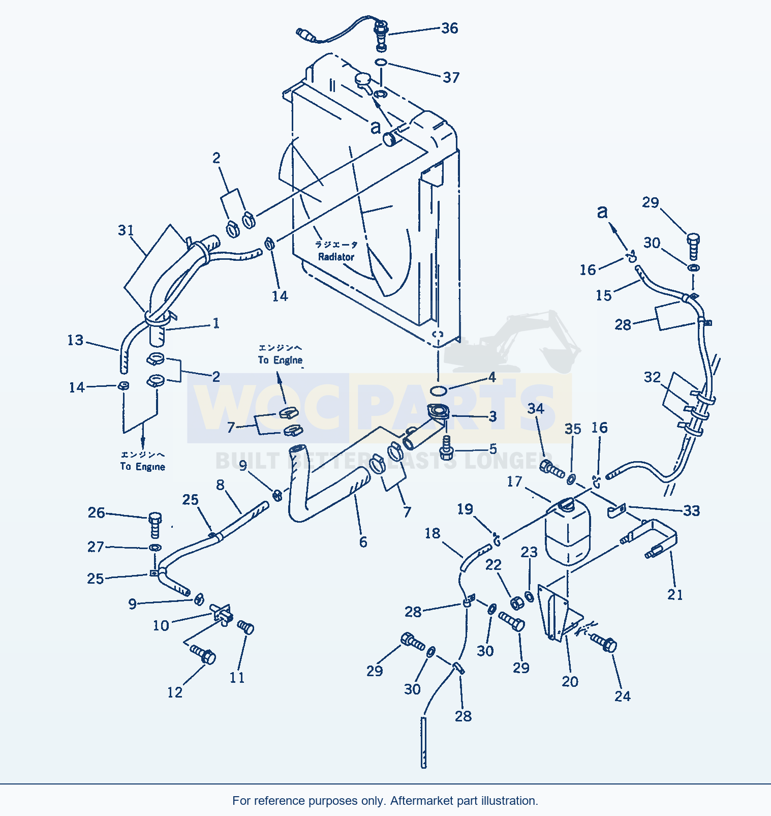 Komatsu WA470-1 Radiator Piping(#20001-) parts diagram