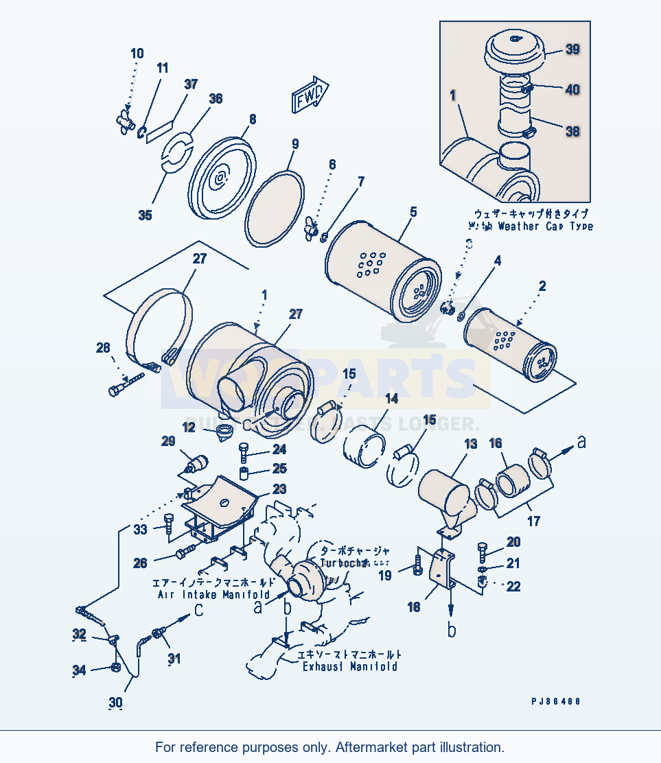 Komatsu WA470-1 Air Cleaner And Mounting(#26750-) parts diagram