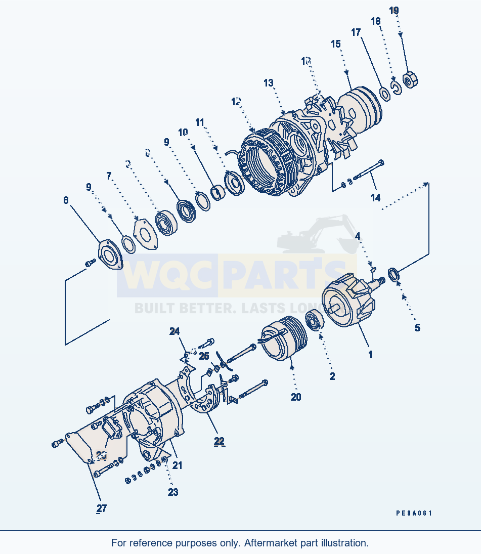 Komatsu WA470-1 Alternator (25A) (Inner Parts)(#26689-) parts diagram