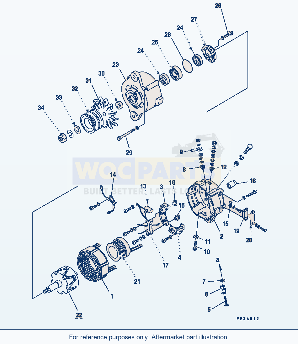 Komatsu WA470-1 Alternator (50A) (Inner Parts)(#26688-) parts diagram